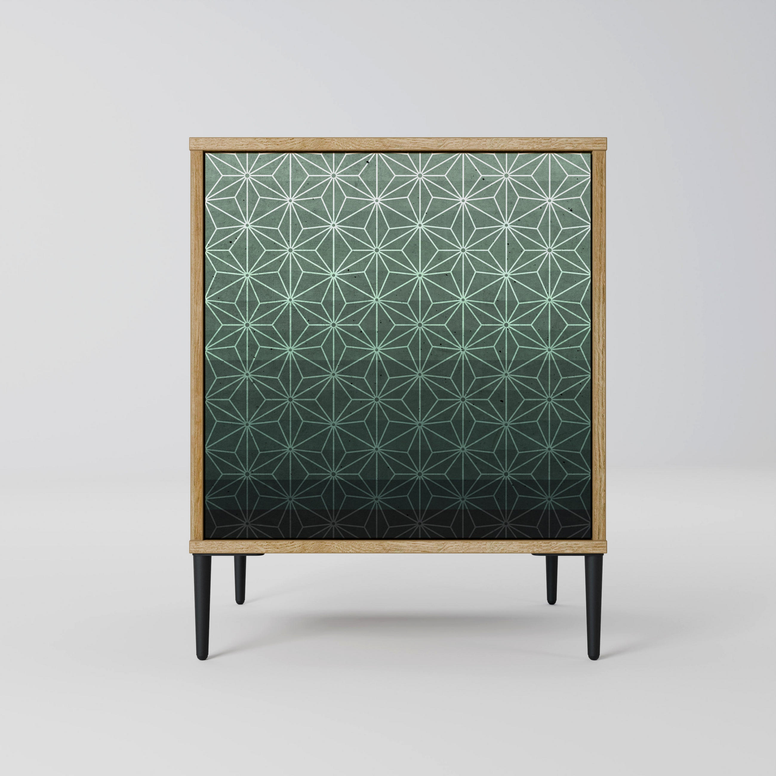 SIDEBOARD ORNAMENTAL GLIMMER, Eichefarben, 57,5x42x72,5 cm, Schwarze Metallfüße - Eichefarben/Multicolor, Holzwerkstoff/Metall (57.5/72.5/42cm) - SpaceRebels