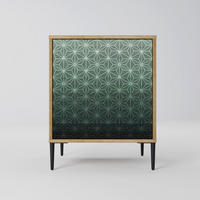 SIDEBOARD ORNAMENTAL GLIMMER, Eichefarben, 57,5x42x72,5 cm, Schwarze Metallfüße - Eichefarben/Multicolor, Holzwerkstoff/Metall (57.5/72.5/42cm) - SpaceRebels