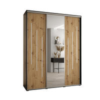 SCHWEBETÜRENSCHRANK 235,2/200/45 3-türig - Silberfarben/Schwarz, Holz/Metall (200/235/45cm) - Abiks Möbel