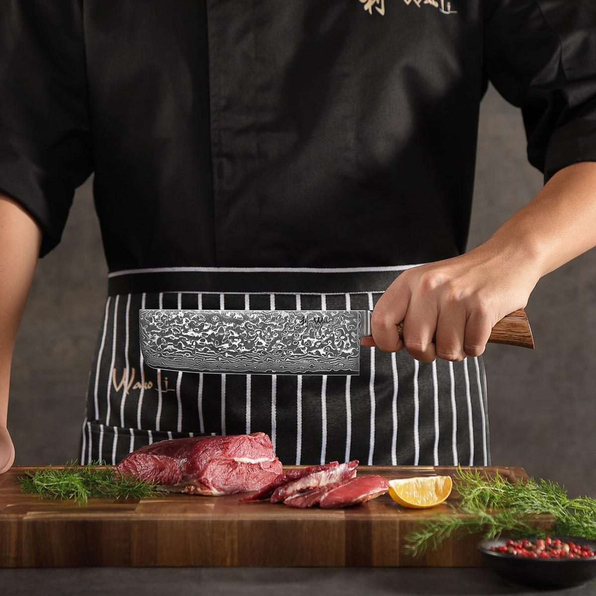 NAKIRIMESSER 18 cm - Braun, Holz/Metall (32cm) - Wakoli