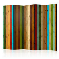 PARAVENT Beidseitig Bedruckter 5-tlg 225x172 cm Holz Regenbogen - Multicolor, Holz/Textil (225/172/3cm) - Muralo