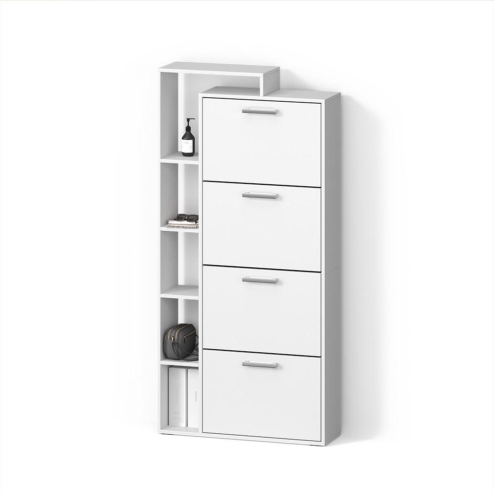 SCHUHKIPPER Ortello Weiß 80 x 166.1 cm mit 4 Fächern - Weiß, Holzwerkstoff (80/166.1/24.2cm) - Livinity®