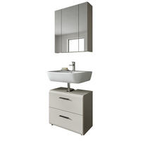 BADMÖBEL-SET Kaschmir 2-teilig 60 cm, Badkombination in modernem Design - Kaschmir/Schwarz, Glas/Holzwerkstoff (60/185/30cm) - Inn.Furn