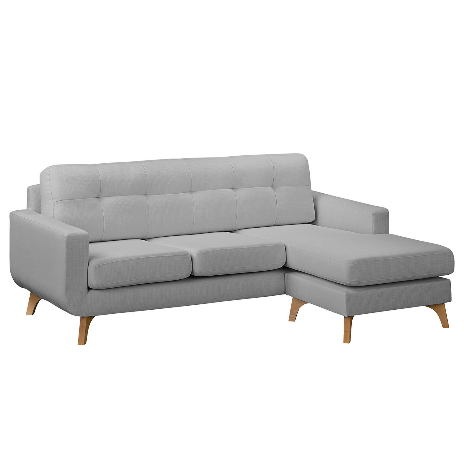 ECKSOFA mit Longchair - Strukturstoff - Grau, Textil (208/150cm) - home24