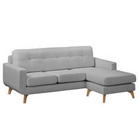 ECKSOFA mit Longchair - Strukturstoff - Grau, Textil (208/150cm) - home24