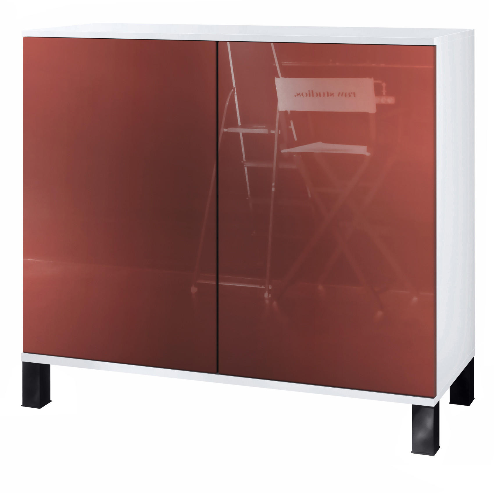 KOMMODE Skadu Bordeaux Hochglanz - Bordeaux, Holzwerkstoff (92.5/84.5/35cm) - Vladon