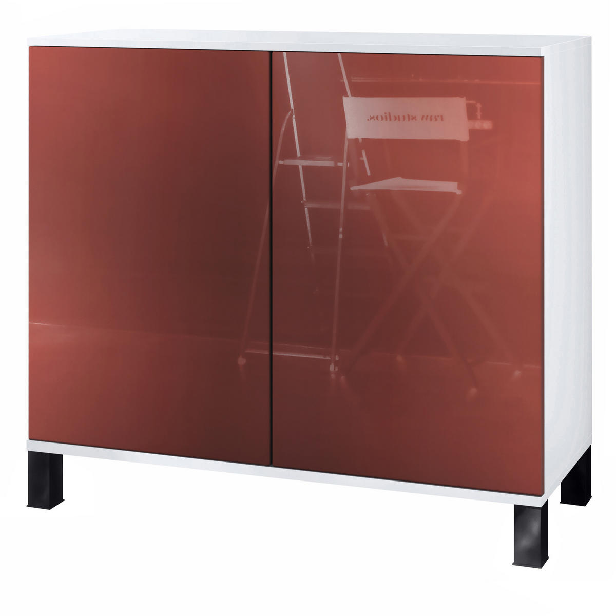 KOMMODE Skadu Bordeaux Hochglanz - Bordeaux, Holzwerkstoff (92.5/84.5/35cm) - Vladon