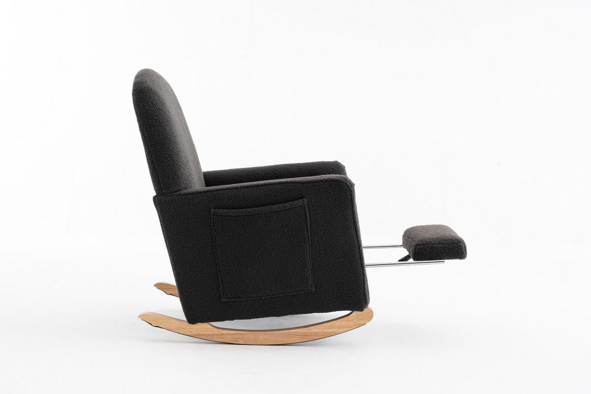 SCHAUKELSTUHL Teddy-Polster mit Fußhocker und Holzgestell 67/126/98 cm Dunkelgrau - Dunkelgrau, Textil (126/98/67cm) - Redom