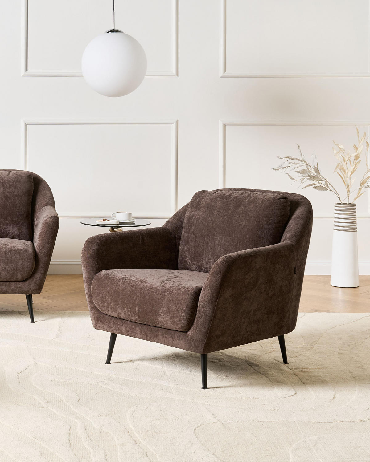 SESSEL Chenillegewebe Dunkelbraun Eiby - Dunkelbraun, Textil (84/80/90cm) - Beliani