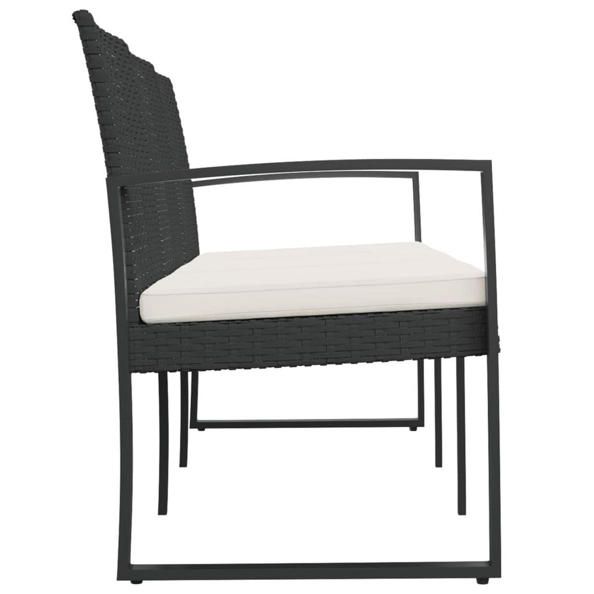 GARTENBANK 3-Sitzer mit Kissen Schwarz PP-Rattan - Anthrazit, Kunststoff (152.5/77.5/57cm) - furnicato