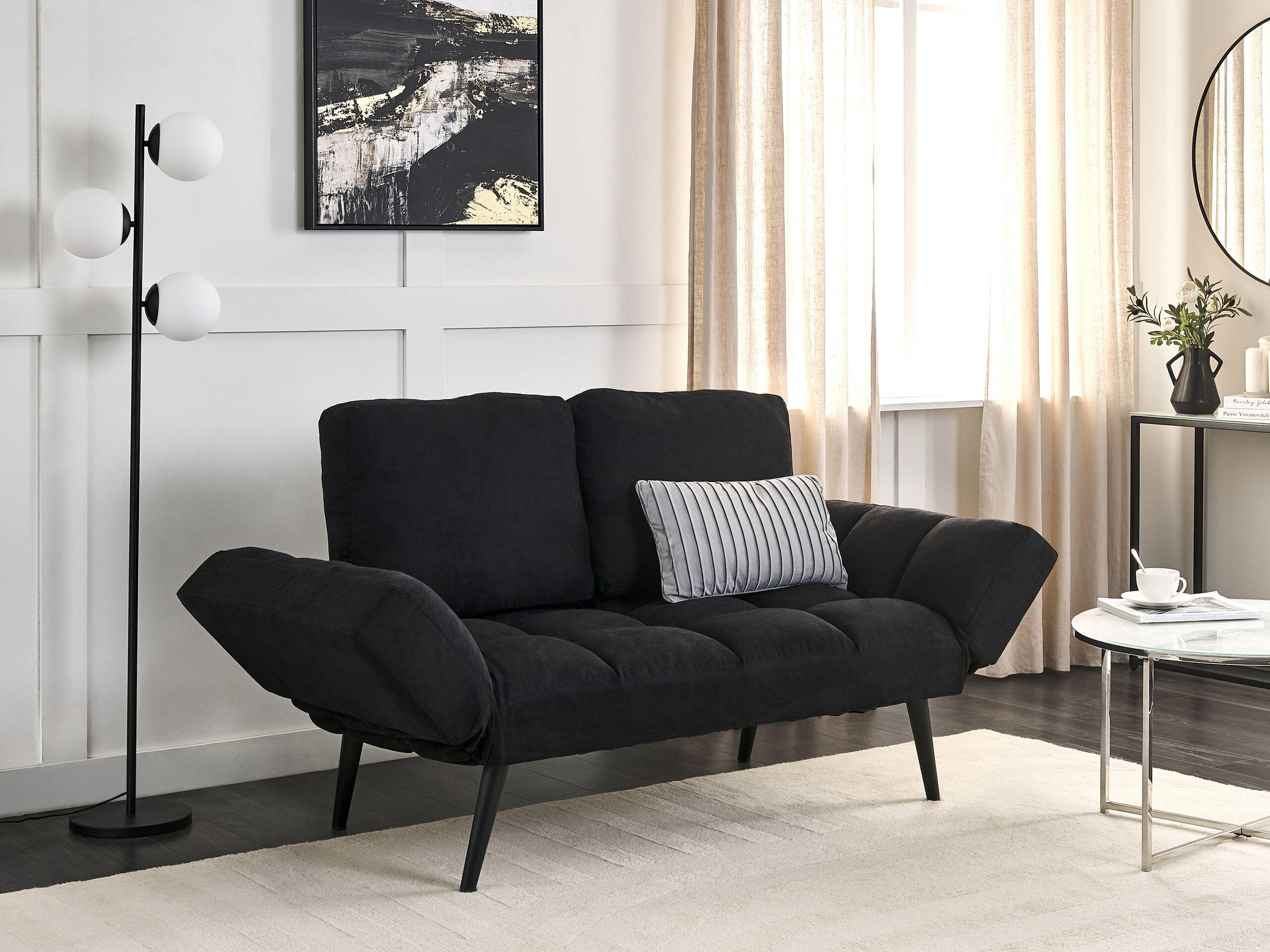 2-SITZER-SCHLAFSOFA schwarz Brekke - Schwarz, Textil (167/90/75cm) - Beliani