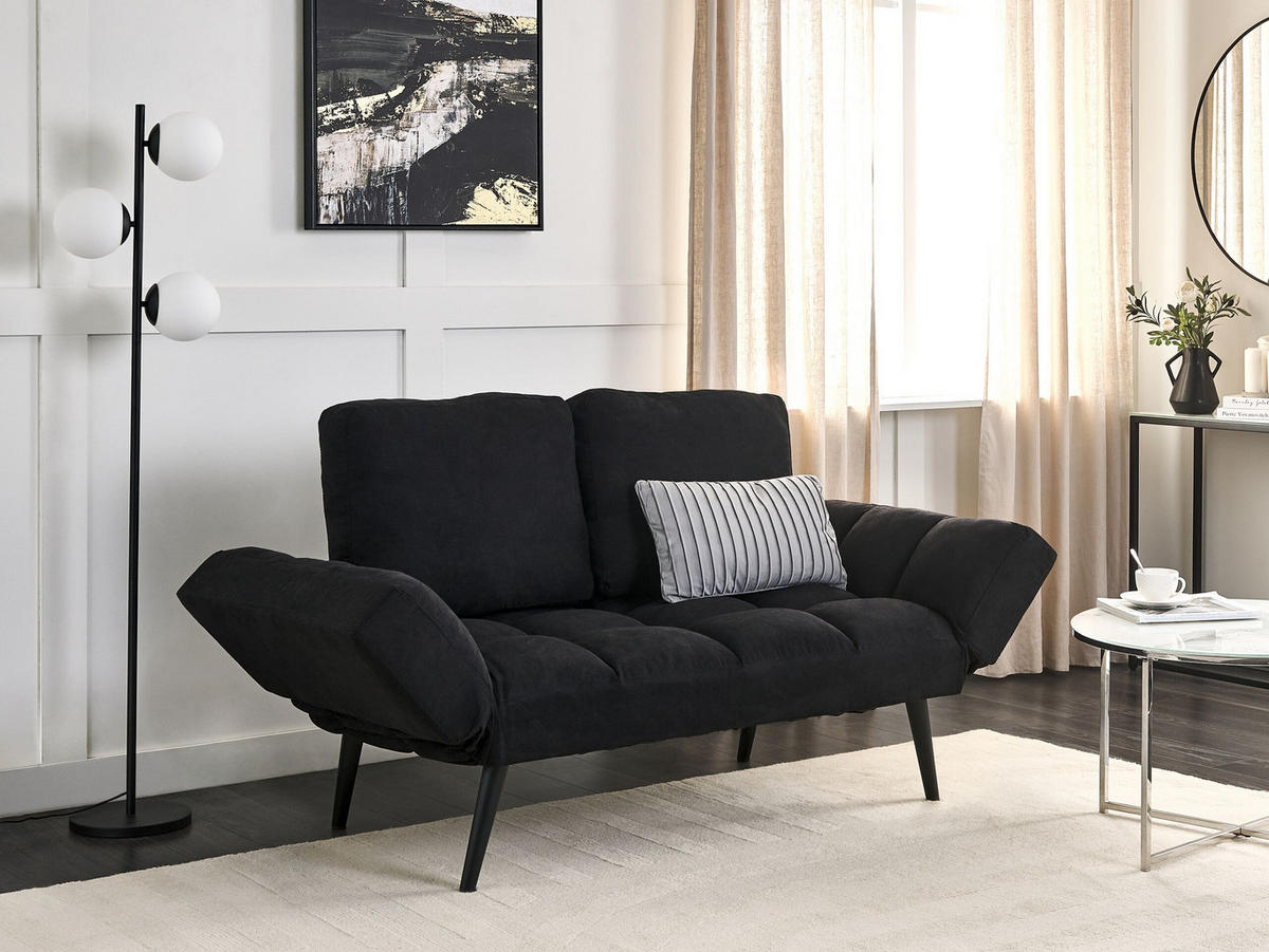 2-SITZER-SCHLAFSOFA schwarz Brekke - Schwarz, Textil (167/90/75cm) - Beliani