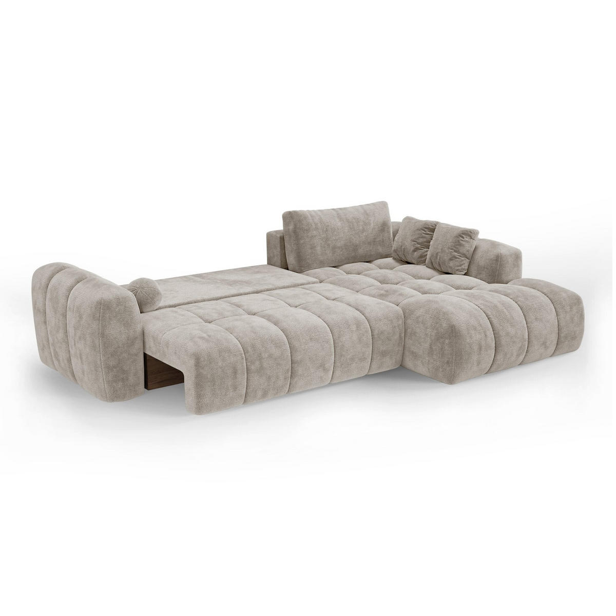 ECKSOFA rechtwinklig SKY Geprägter Samt Taupe 310cm - Taupe, Textil (310/180cm) - Premium Interiors