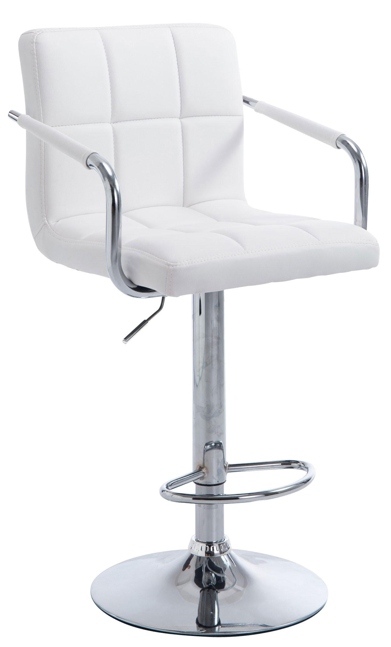 BARHOCKER Lucy V2 91-112 cm weiß - Weiß, Leder (54/91/46cm) - furnicato