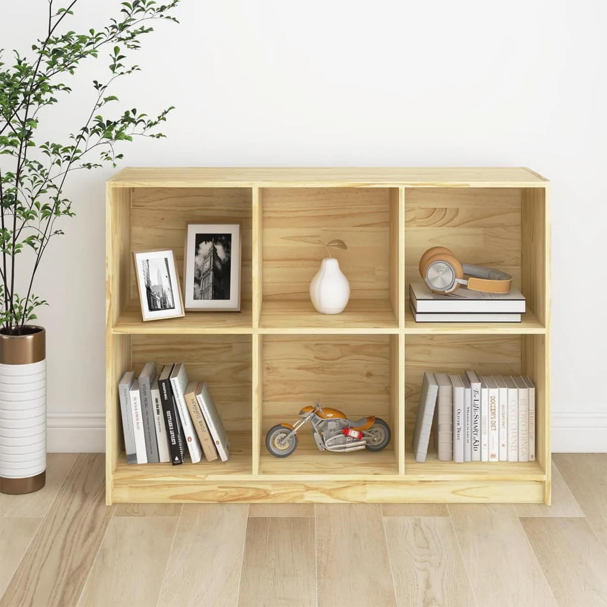 BÜCHERREGAL mit 6 Fächern 104/33/76 cm aus Massivholz Kiefer - Naturfarben, Holz (104/76/33cm) - vidaXL
