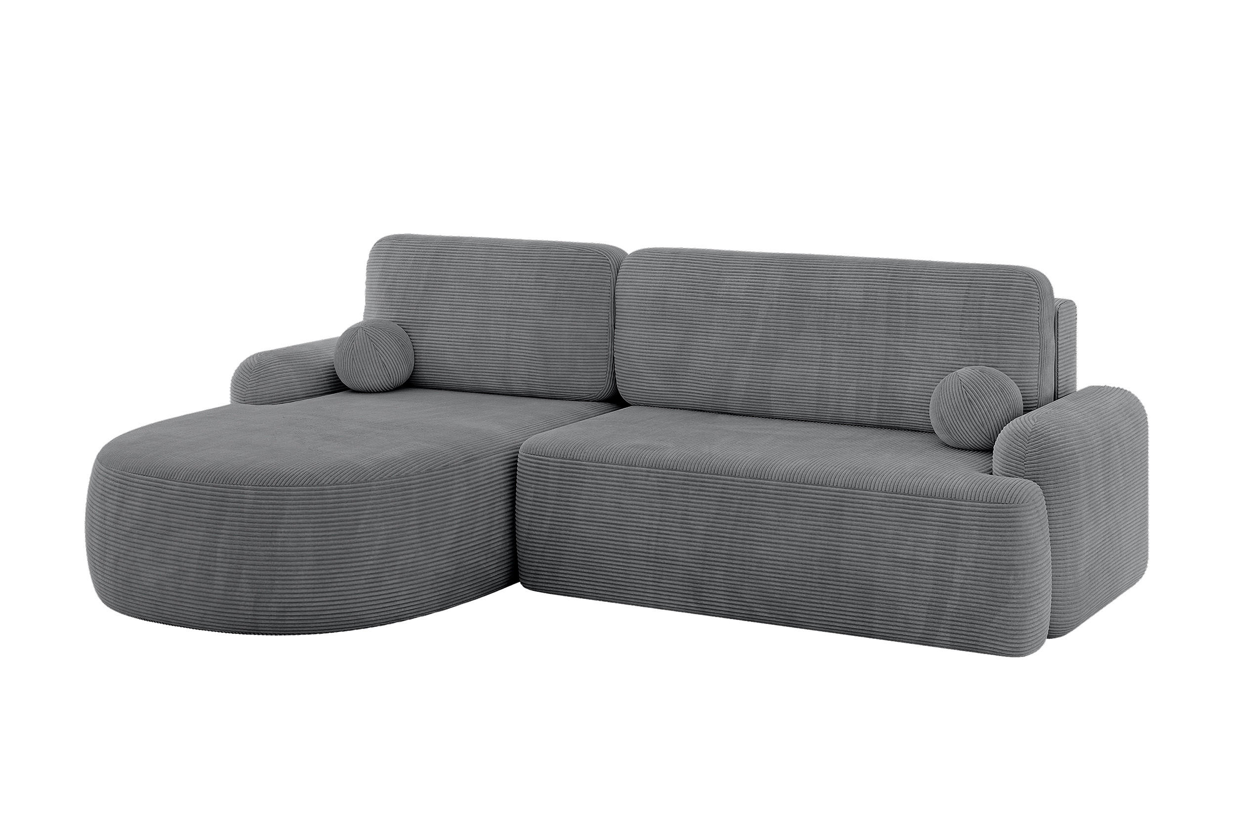 ECKSOFA mit Schlaffunktion und Bettkasten LIRA-L - 264x172x89 Dunkelgrau - Dunkelgrau, Holzwerkstoff/Textil (264/172cm) - ALTDECOR