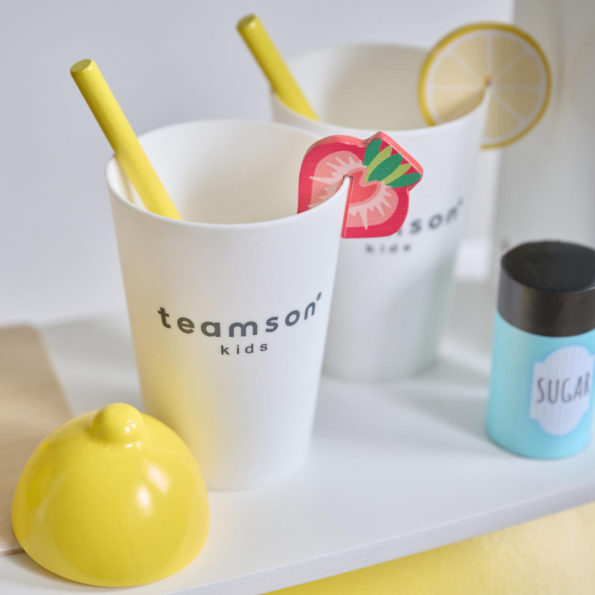 LEMONADE-STAND Holzspielset mit Zubehör, Gelb, 100cm - Gelb, Holzwerkstoff (27/100/60cm) - Teamson Kids