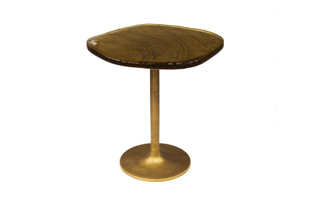 BEISTELLTISCH DARI Gold Glas - Goldfarben, Glas/Metall (53/42/50cm) - KAWOLA