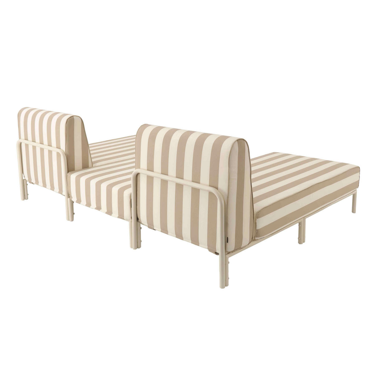 GARTENSOFA mit 3 Sitzplätzen, Beige - Beige, Metall - Oviala