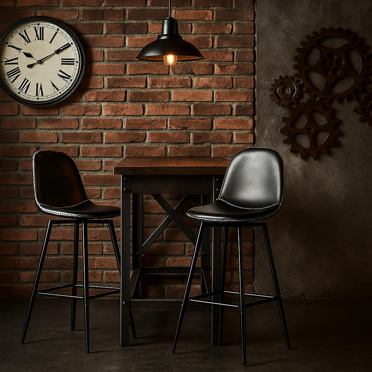 BARHOCKER Drehbare 2er-Set H67 cm - Schwarz, Textil/Metall (42.5/97/46.5cm) - Urban Meuble