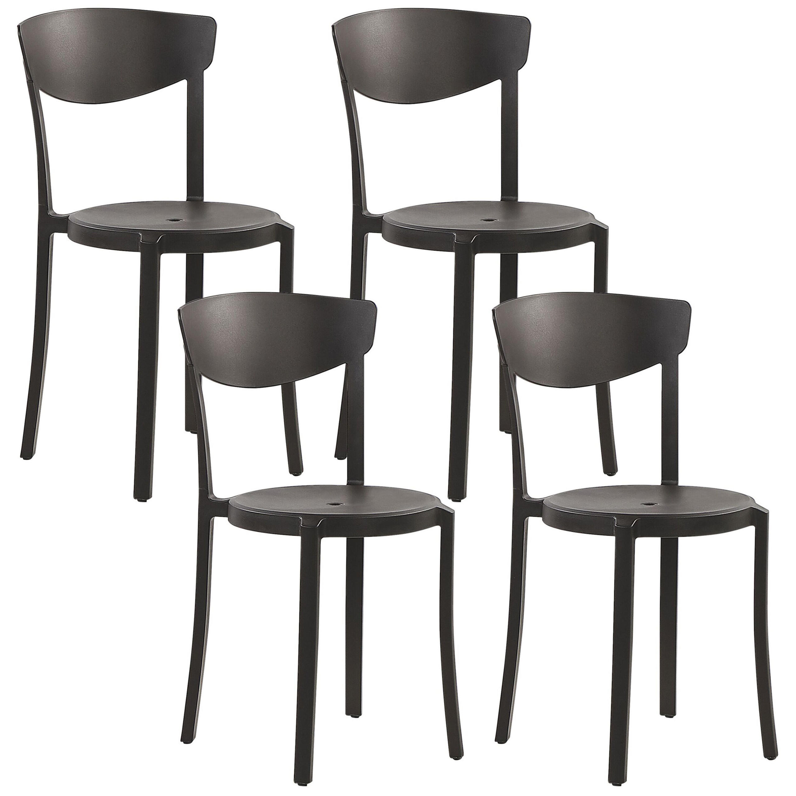 GARTENSTÜHLE 4er-Set Kunststoff schwarz Vieste - Schwarz, Kunststoff (42/80/40cm) - Beliani
