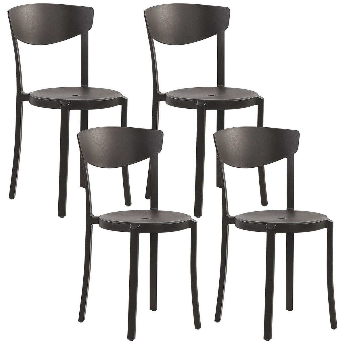 GARTENSTÜHLE 4er-Set Kunststoff schwarz Vieste - Schwarz, Kunststoff (42/80/40cm) - Beliani