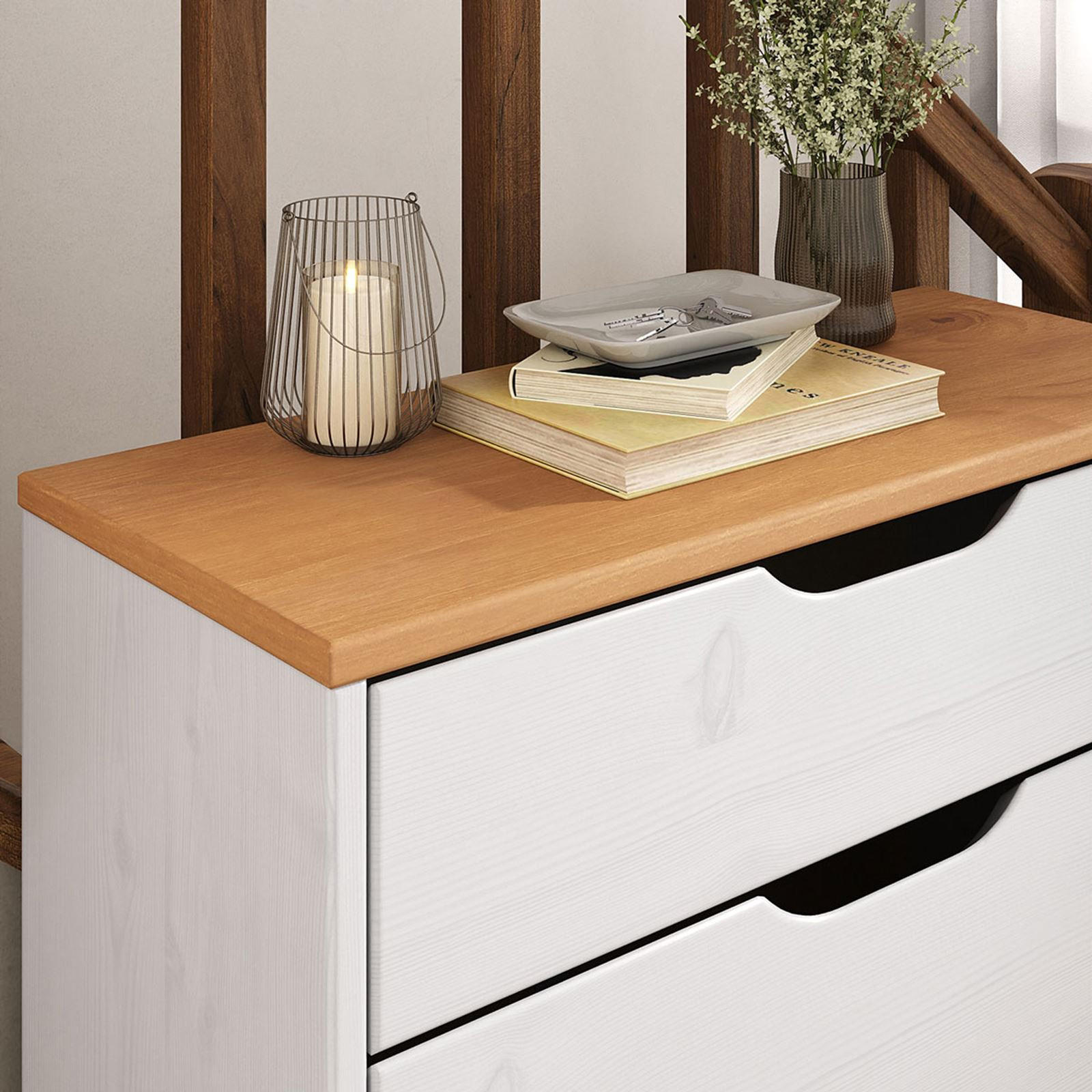 SCHUHSCHRANK BASIL - Weiß/Braun, Holz (58/93/25cm) - IDIMEX