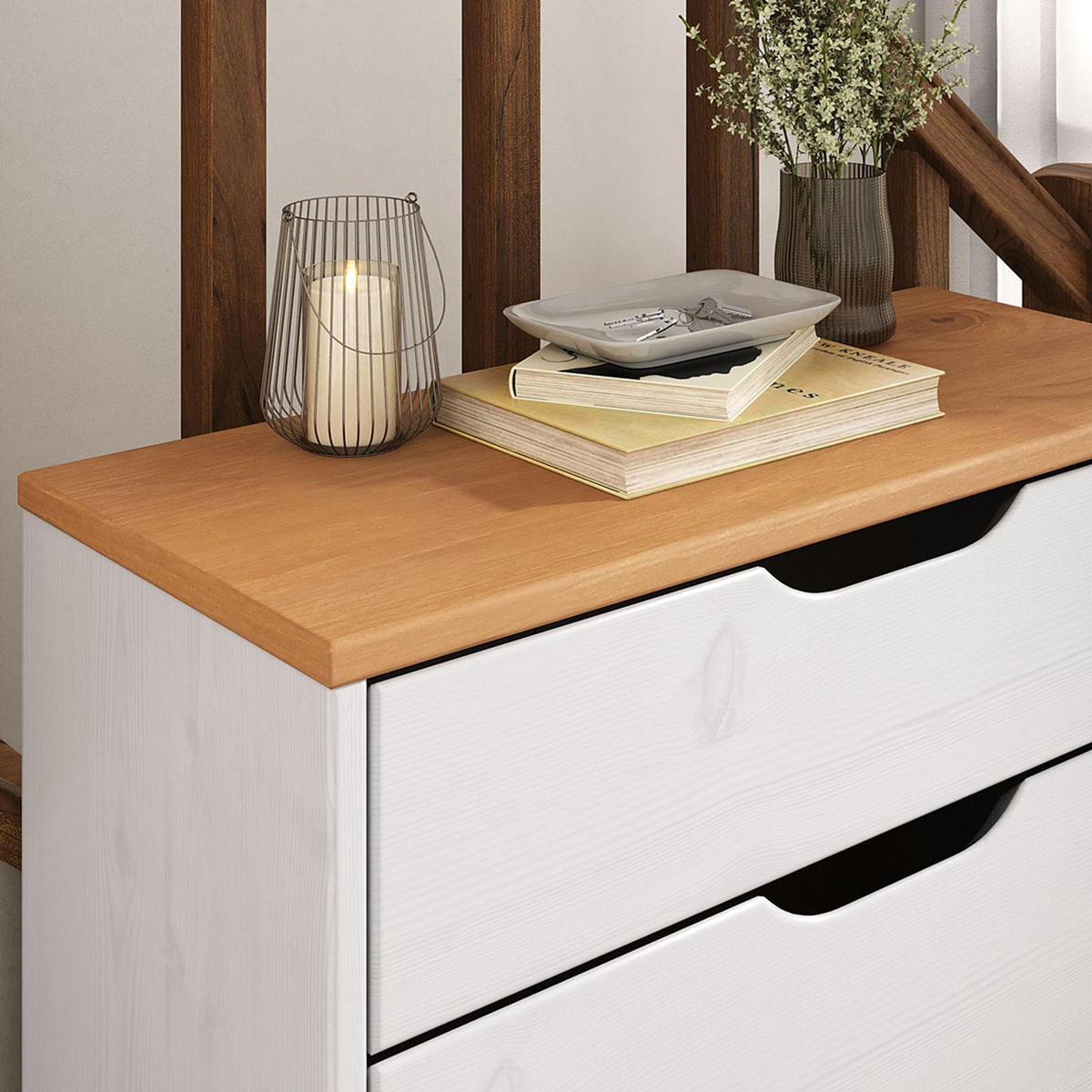 SCHUHSCHRANK BASIL - Weiß/Braun, Holz (58/93/25cm) - IDIMEX