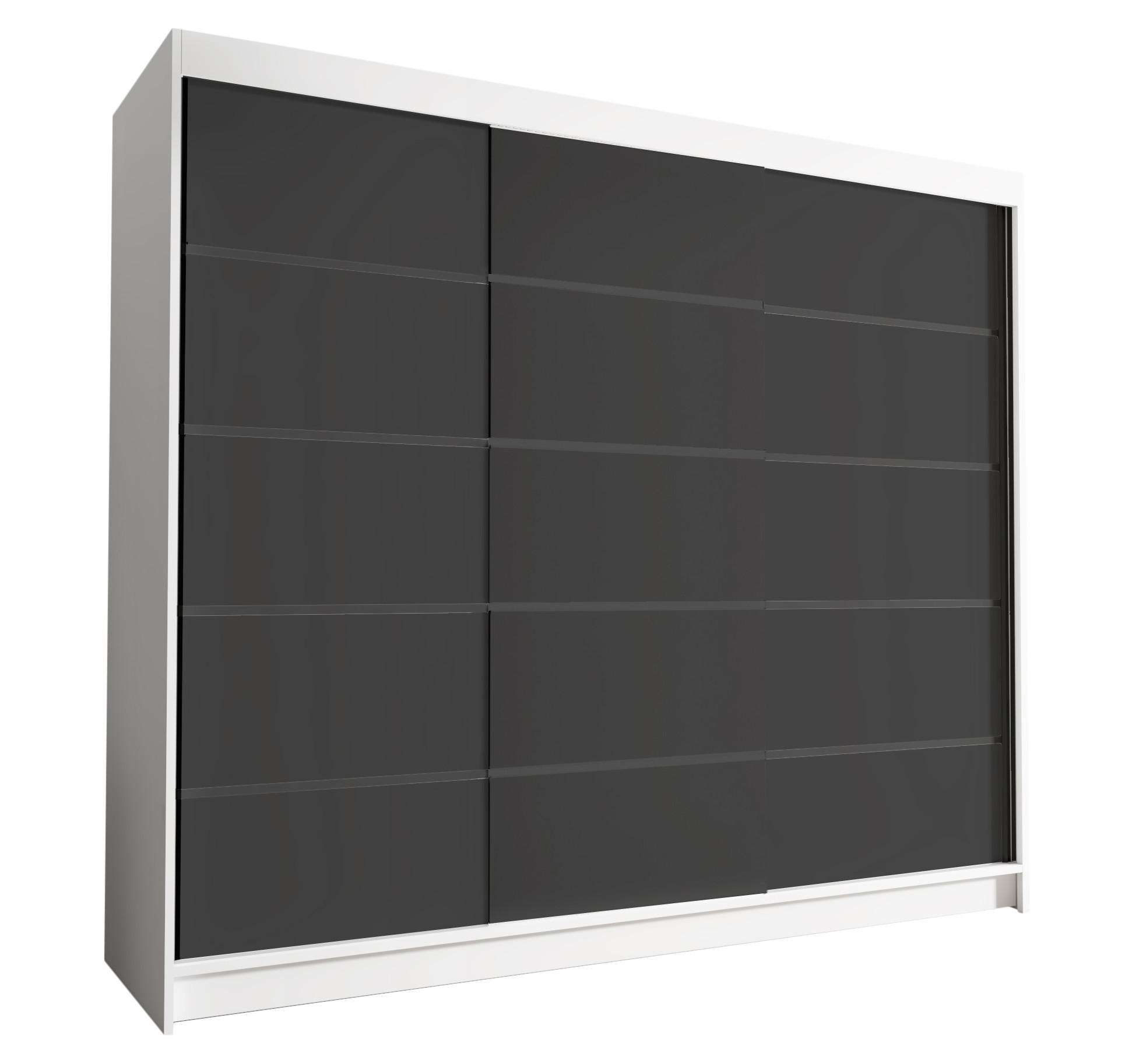SCHWEBETÜRENSCHRANK Davos VII - 250 cm - Schwarz/Weiß, Holzwerkstoff/Metall (250/215/58cm) - Sofnet