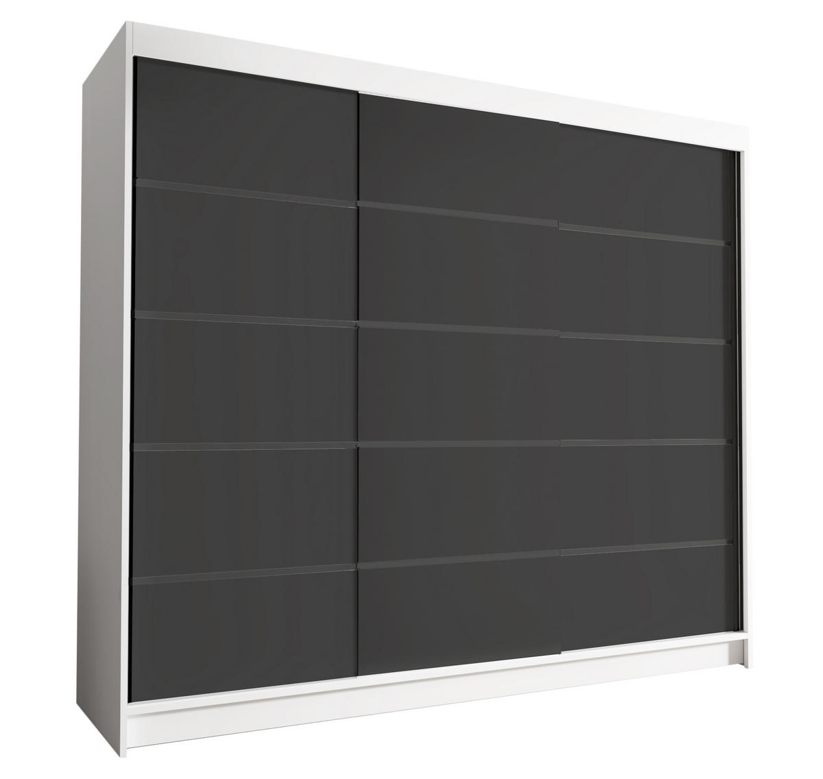 SCHWEBETÜRENSCHRANK Davos VII - 250 cm - Schwarz/Weiß, Holzwerkstoff/Metall (250/215/58cm) - Sofnet