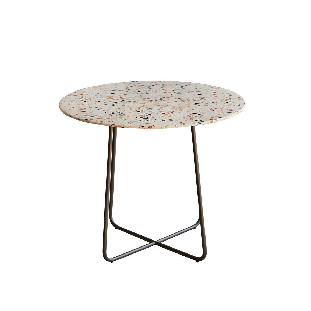 TISCH Elio Braun aus Premium-Terrazzo - Braun, Stein (90/90/77cm) - Tikamoon