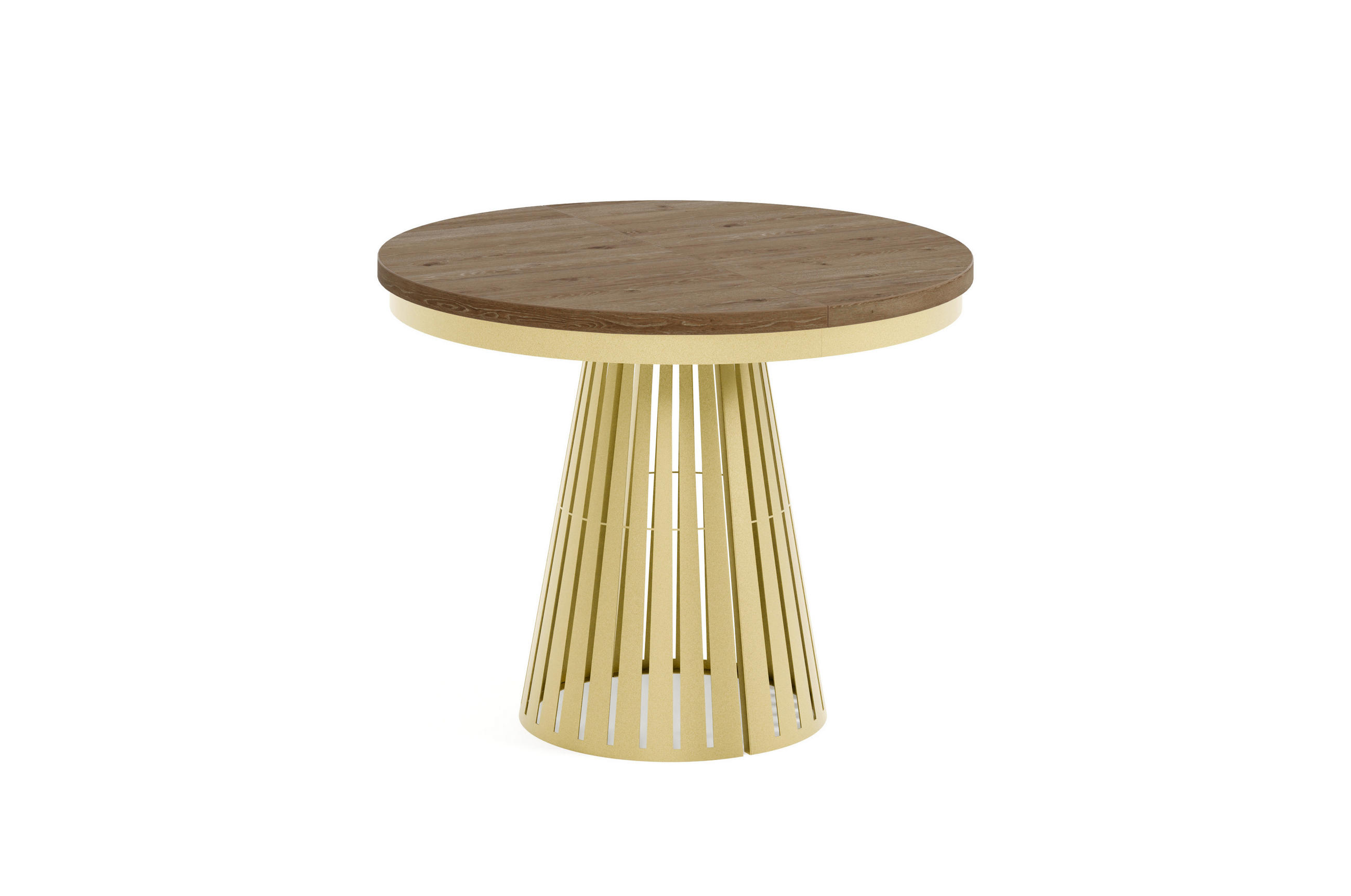 ESSTISCH Cone Bis - Alteiche/Goldfarben, Holzwerkstoff/Metall (100/100/76cm) - Meblini