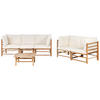 LOUNGE SET 5-Sitzer Bambusholz hellbraun 3-teilig Auflagen cremeweiß Cerreto - Creme, Holz - Beliani