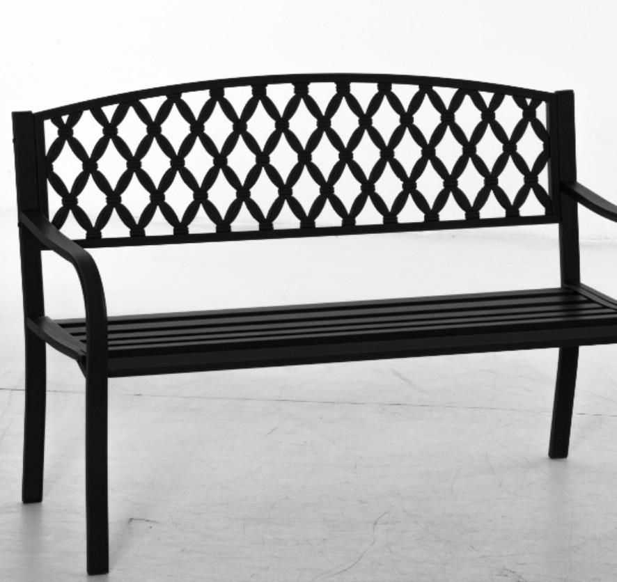 GARTENBANK,2-SITZER Gusseisen Stahl verziert,schwarz - Schwarz, Metall (128/89/58.5cm) - Vallsero