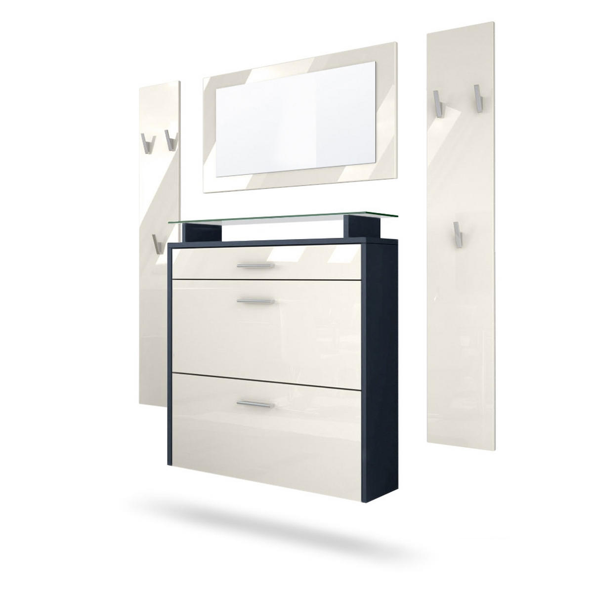 GARDEROBE Malea Fronten in Creme Hochglanz - Creme, Holzwerkstoff (180/180/23cm) - Vladon