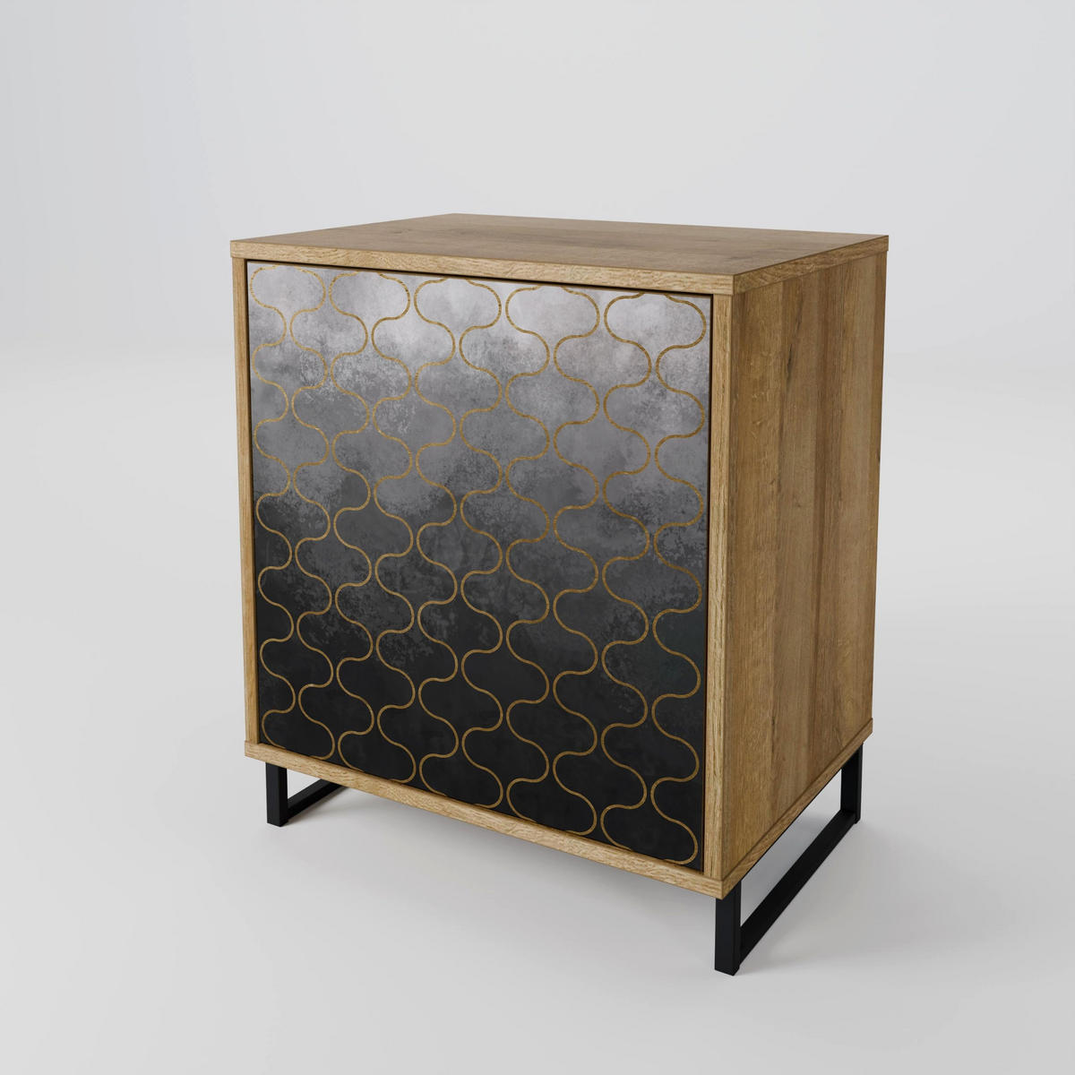 SIDEBOARD TESSELATED GRAYISH, Eichefarben, 57,5x42x57,5 cm, Ohne Füße - Eichefarben/Multicolor, Holzwerkstoff (57.5/57.5/42cm) - SpaceRebels