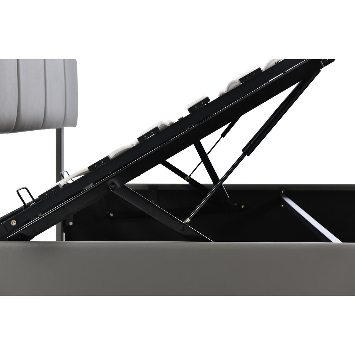 STAURRAUMBETT 140/200 cm DE-01566, in Grau, mit LED-Beleuchtung und hydraulischem Bettkasten - Grau, Metall (140/200cm) - ComfortXL
