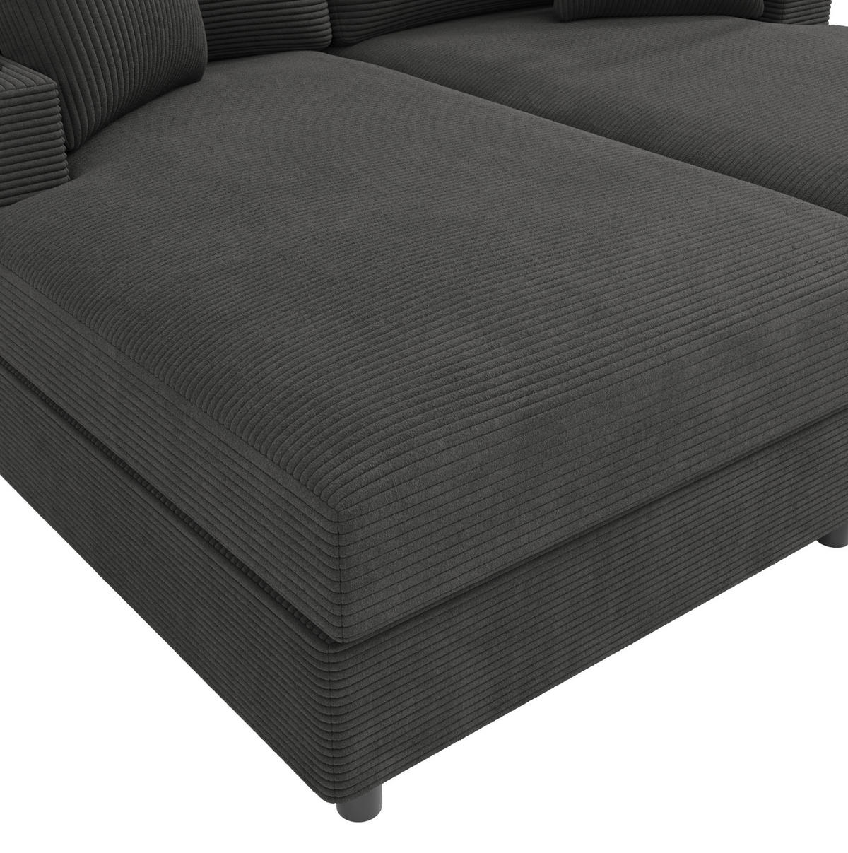 SOFA 2-Sitzer mit USB und Handyhalterung 163 x 140 cm Cord Grau - Grau, Textil (140/82/163cm) - Meubliv