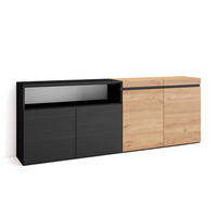 SIDEBOARD eiche, schwarz, 200/35/75cm - Multicolor, Holzwerkstoff (200/75/35cm) - Skraut Home