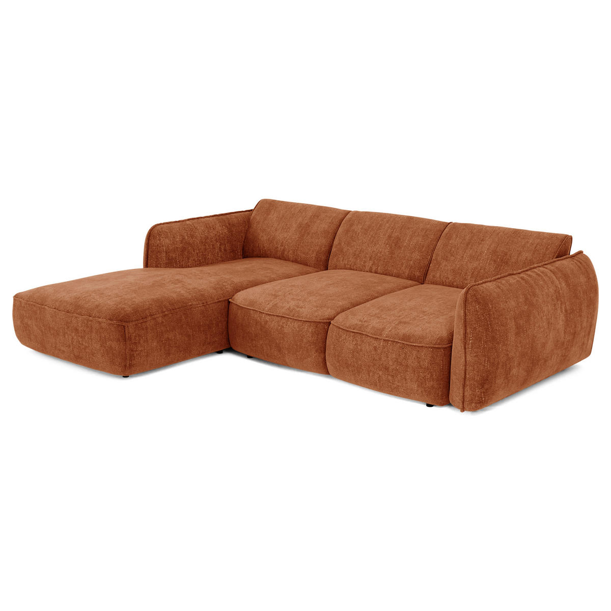 ECKSOFA RECHTS Rastervelours 274cm - Dunkelorange/Terracotta, Textil (274/174cm) - Sia Home