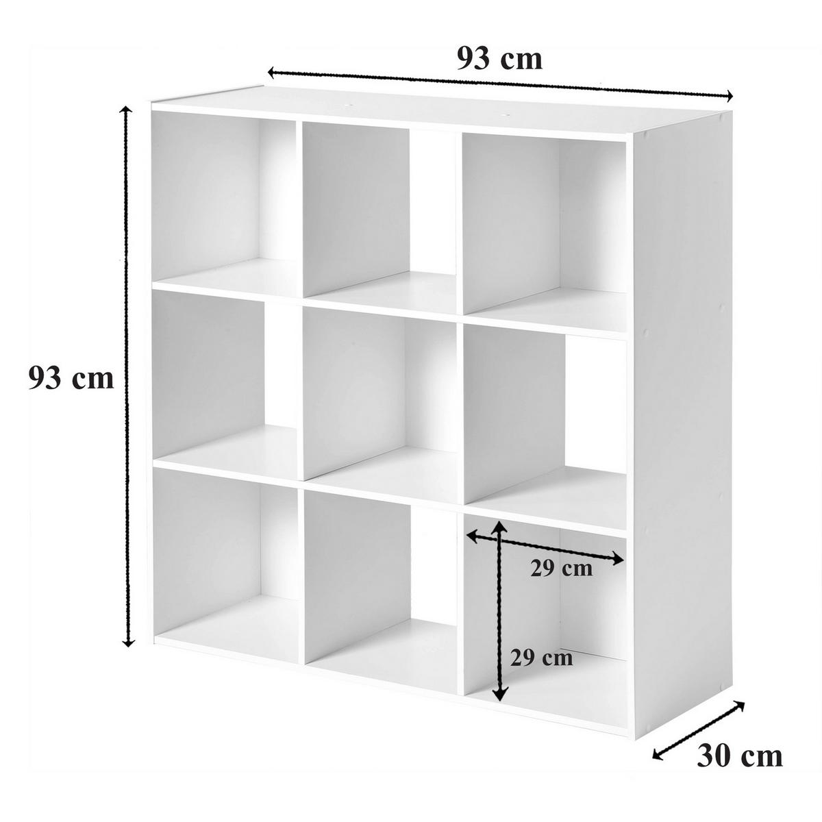 REGAL mit 9 Fächern - Weiß, Holzwerkstoff (29.5/92.5/92.5cm) - Calicosy
