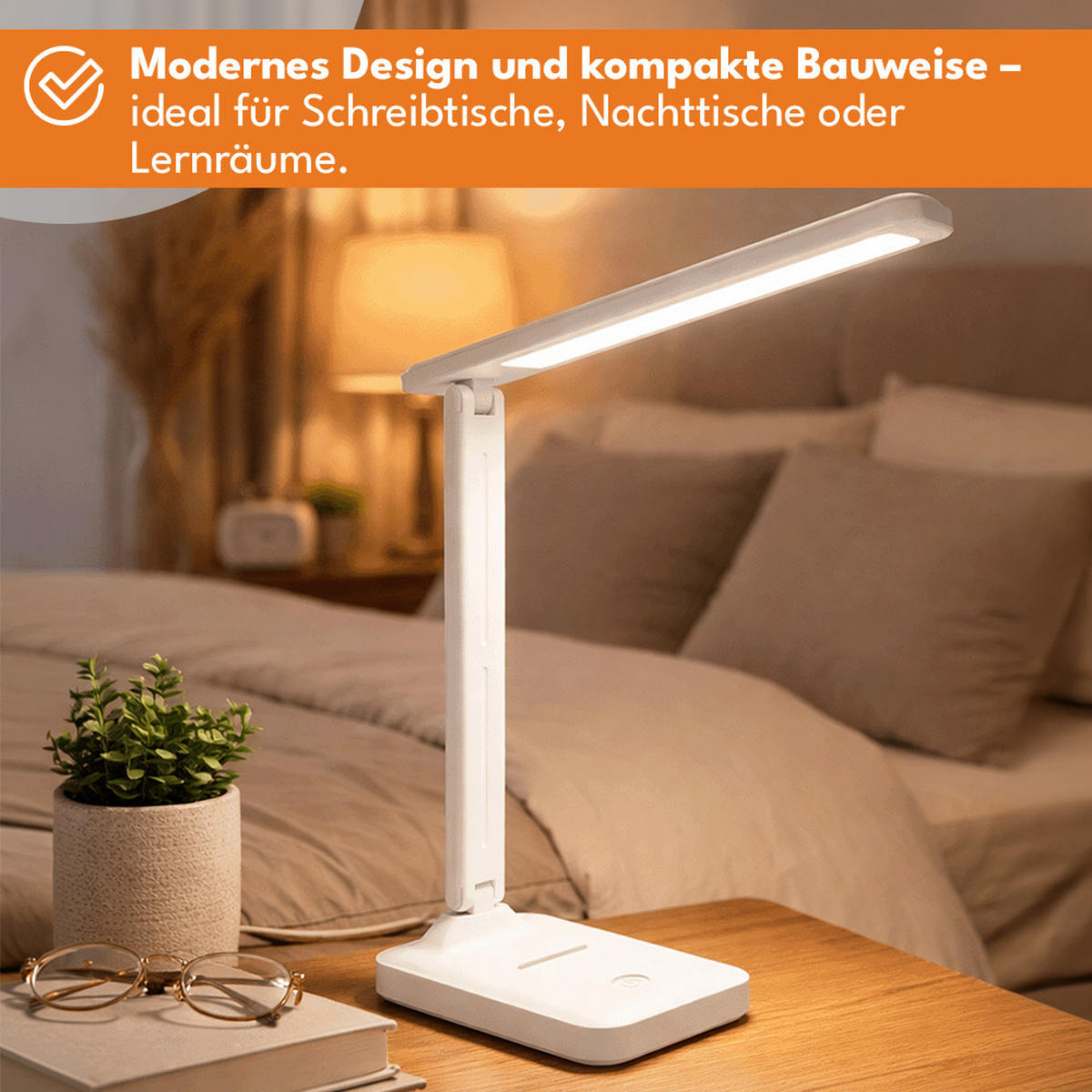 SCHREIBTISCHLEUCHTE, Schreibtisch Tischlampe LED - Weiß, Kunststoff (22.5/13/27.5cm) - KRUMAD