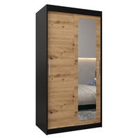 SCHWEBETÜRENSCHRANK 200/100/62 2-türig - Silberfarben/Schwarz, Holz/Kunststoff (100/200/62cm) - Abiks Möbel