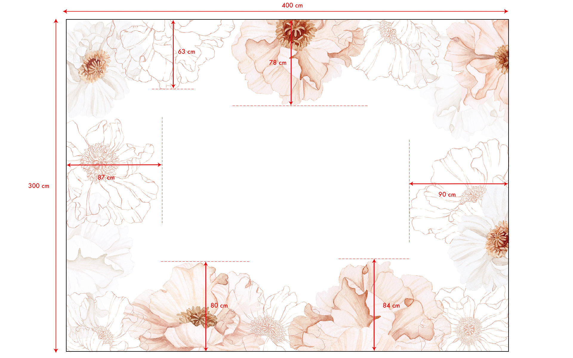 VLIESTAPETE Islandic Poppies, Mohnblumen 4m x 3m, Rose - Pink, Papier (300/400cm) - Lilipinso