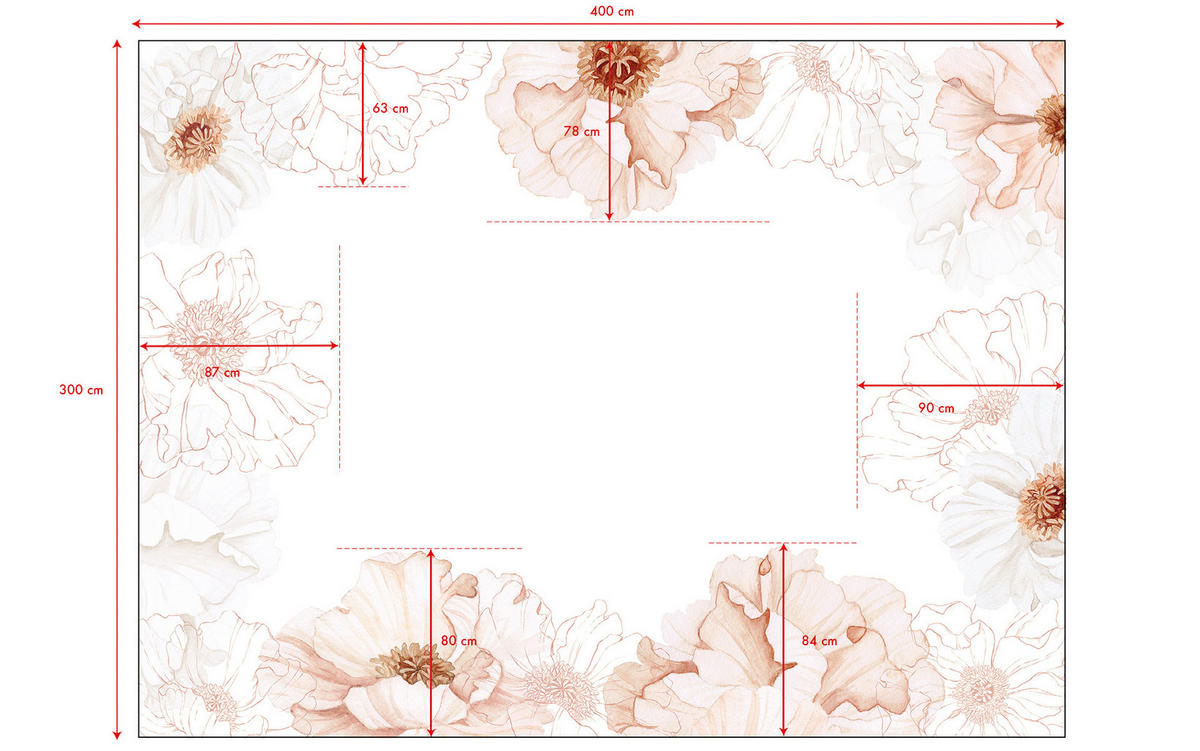 VLIESTAPETE Islandic Poppies, Mohnblumen 4m x 3m, Rose - Pink, Papier (300/400cm) - Lilipinso