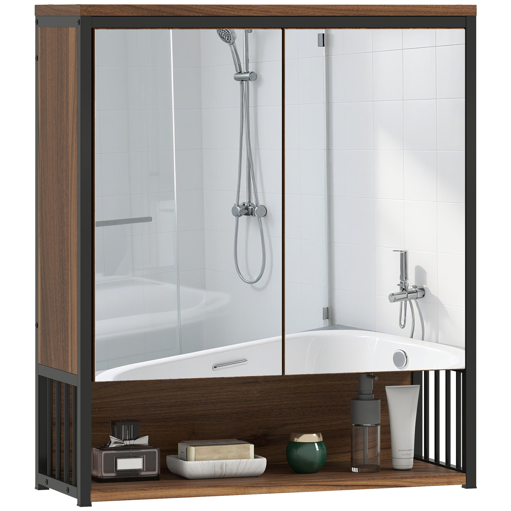 SPIEGELSCHRANK Braun Wandmontiert - Braun, Holzwerkstoff (56/65/20cm) - PANGIVO