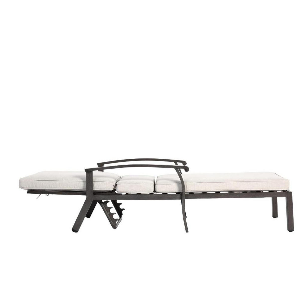 GARTENLIEGE Sonnenliege,5-Fach höhenverstellbare Rückenlehne,Beige - Beige, Metall (58/100/204cm) - LVHOM