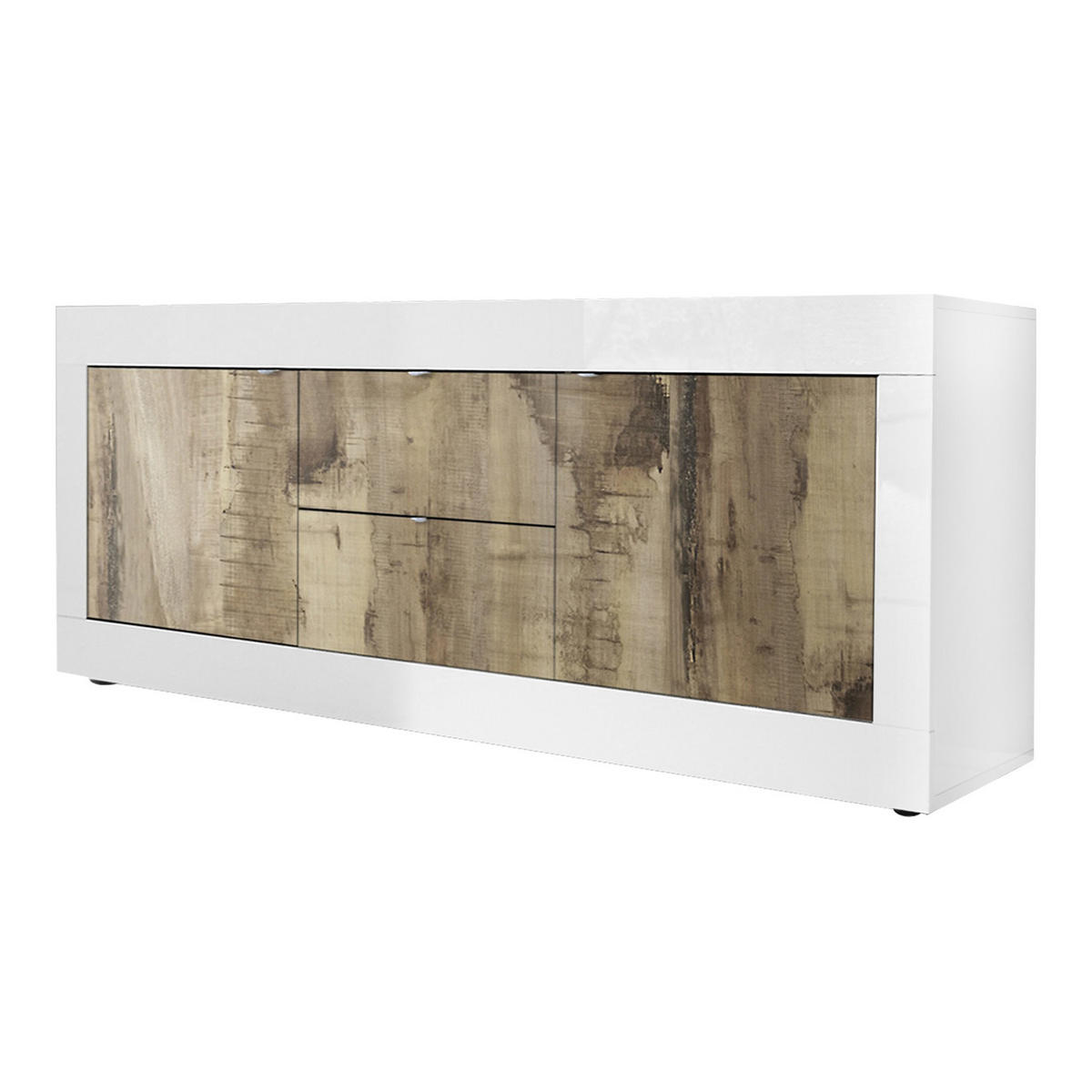 SIDEBOARD mit 2 Türen und 2 Schubladen Itinial - L210 cm - Weiß/Braun, Holzwerkstoff (43/65/210cm) - Calicosy