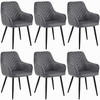 STUHL NEMI 6-er Set, Grau, Schwarz, mit Samtstoff gepolstert - Anthrazit, Textil/Metall (54/84/61cm) - Komodee