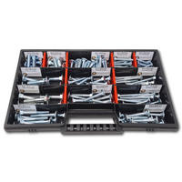 FLACHKOPFSCHRAUBEN Sortiment M5-M6-M8 // 30mm-60mm 115 tlg. Schraubenbox DIN 603 - Zinkfarben, Metall (3.5cm) - Schraubenbox24